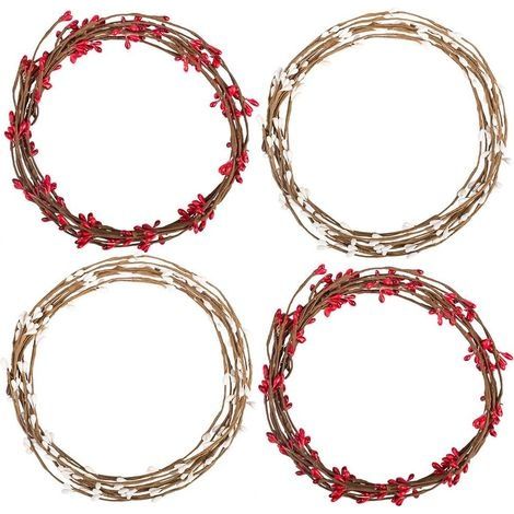 Guirlande de baies 40 pièces pour Noël, hiver, décoration intérieure, extérieur, rouge, blanc (1/5)