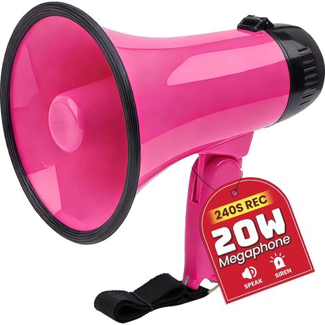 Mégaphone Portable mégaphone de Puissance de 20 W, Haut-Parleur mégaphone avec Modes vocaux et sirène/Alarme avec contrôle du Volume et Sangle (1/5)