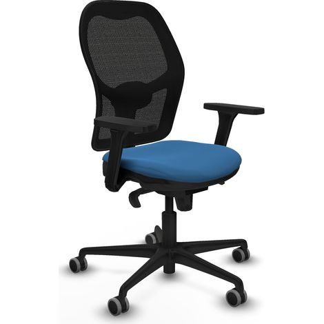 Jorquera sincro malla negra similpiel azul claro brazos 3D base nailon ruedas 65mm engomada (1/5)
