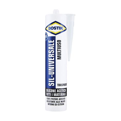 SILICONE ACETICO SIL UNIVERSALE BOSTIK - TRASPARENTE ML 280- 24 pezzi