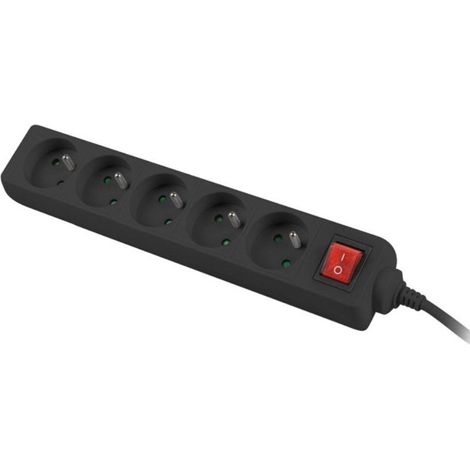 Multipresa Lanberg da 1,5 m nera, 5 prese PL da 230 V, con interruttore, cavo interamente in rame.