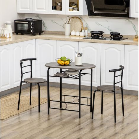 CHICFURN Set tavolo e sedie 80 x 53 x 74,5 cm in MDF nero con ripiano salvaspazio (1/5)