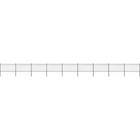 vidaXL Garden Fence with Spear Top Steel 1506x100 cm Black (1/5)