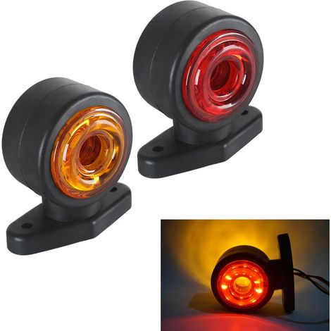 Lntyq 2 x 16 LED-Seitenmarkierungsleuchten, 12/24 V, Anhänger-Seitenleuchte, doppelseitiges Warnlicht, gelb, weiß, für LKW, Wohnmobil, Wohnwagen (1/5)