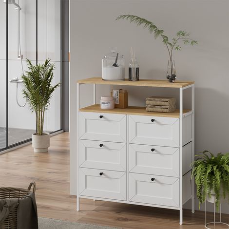 Mesa auxiliar Belaro, Blanco, 80 x 95 cm 6 cajones, Vicco