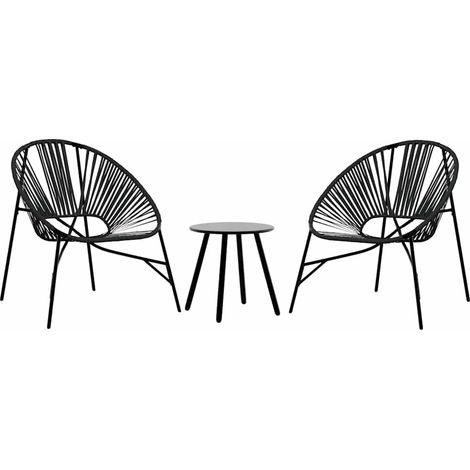Maison Exclusive - Set di Sedie da Giardino 3 pz in Polyrattan Nero