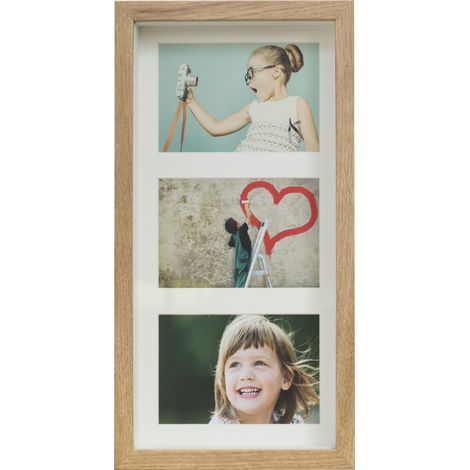 Bilderrahmen für 3 Fotos, Galerie-Collage, Mehrfachrahmen 18x35cm für 3 Fotos 10x15 Eiche BD Art