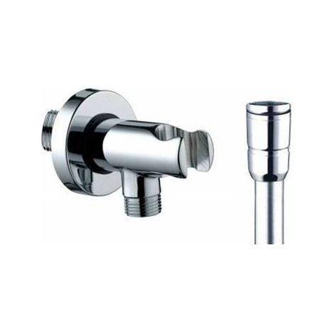 SUPPORTO DOCCIA CON ARRESTO ACQUA + FLESSIBILE OTTONE Misura: Cromo