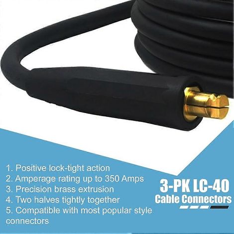 Lot de 3 connecteurs rapides LC-40 pour câble à souder, connecteurs à souder mâles et femelles, compatibles avec les tailles de câble à souder 1/0 et 2/0. (1/5)
