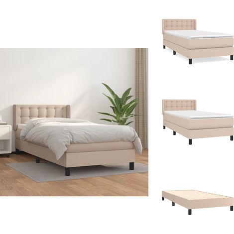 Sommier à lattes de lit avec matelas Cappuccino 100x200 cm - Lit Plateforme - Lit Capitonné - Lit Double - Literie - Chambre À Coucher (1/5)
