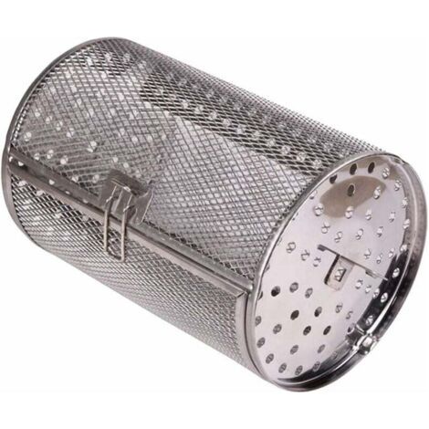 QORVA-Panier à Rôtir Panier en Acier Inoxydable Four Four électrique Plaque de Cuisson Grill Tambour Rotatif Friteuse à Air Accessoires pour Arachides Noix Amandes Cuisson (Gris Argenté)-Fei Yu (1/4)
