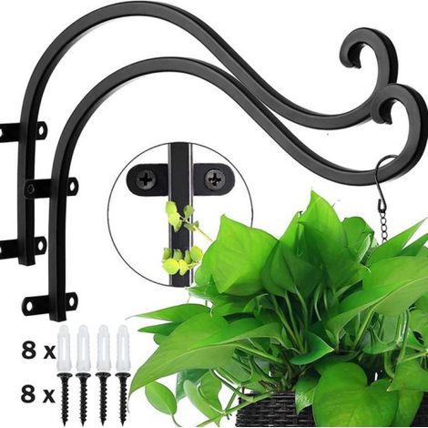 Pots de fleurs d'extérieur - Lot de 2 supports pour plantes de 30 cm - crochet robuste pour plantes, mangeoires à oiseaux, lanternes et carillons - convient à une utilisation intérieure et extérieure (1/5)