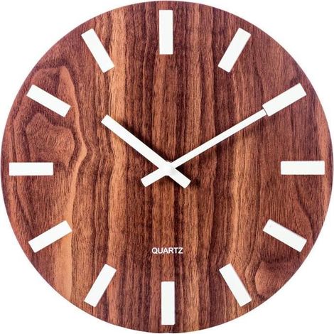 Horloge murale vintage - horloge murale silencieuse sans bruits de tic-tac Brillant dans le noir - Pas de numéro (1/4)