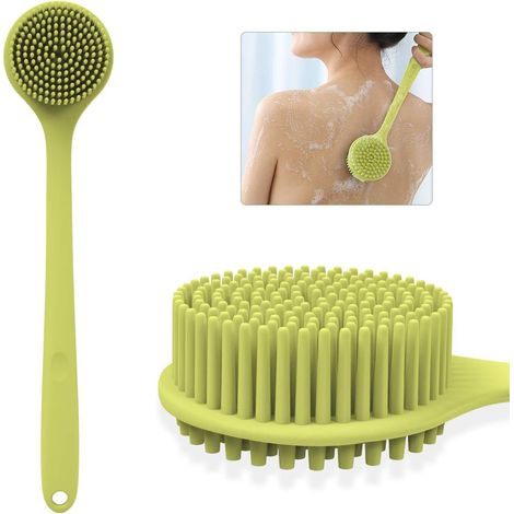 Brosse dos bain pour le corps, en silicone à long manche - Brosse de douche double face avec poils ultra doux - Pour homme et femme massage dos accessoires pour le bain (1/5)