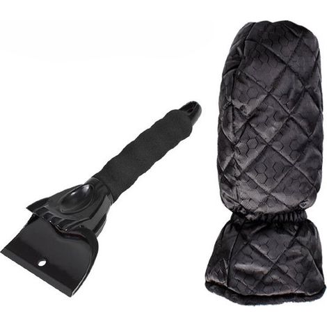 Set di 2 guanti raschietti per ghiaccio/finestrini per auto, raschietto per neve con fodera impermeabile, rimuove il ghiaccio e mantiene le mani calde, 1 pezzo, b (1/5)