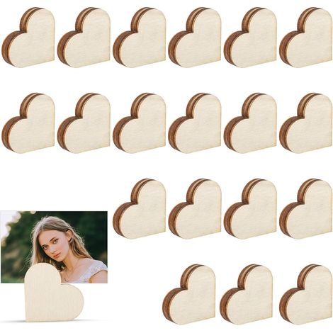Lot de 20 Supports Photo en Bois Forme de Cœur, Porte-Numéros Table avec Pastilles Adhésives Pinces Marque-Places pour Mariages Fêtes Événements et Restaurants (1/5)