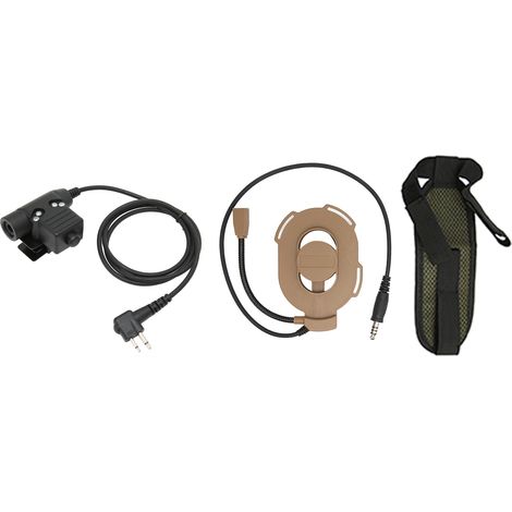 Casque militaire HD01 avec interrupteur PTT U94 pour Motorola GP88, GP300, GP3688, DEP450, EP450 - Couleur marron