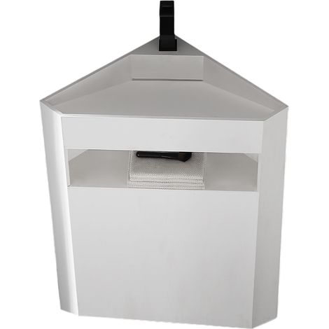Lavabo freestanding ad angolo TWZ70 di pietra solida (Solid Stone) - bianco opaco - 50 x 50 x 90 cm