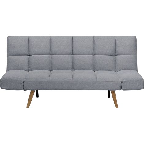 Sofá cama tapizado en tela gris claro 3 plazas respaldo reclinable cuadrado acolchado Ingaro (1/5)