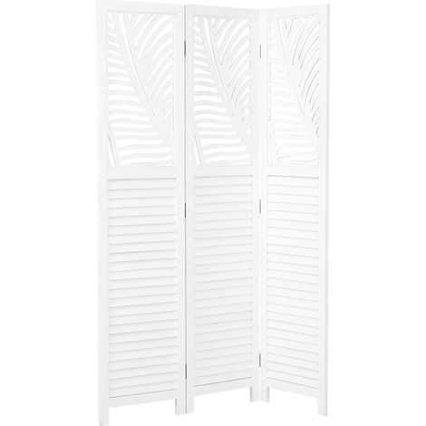 Paravento in legno bianco con 3 pannelli 170x120 ideale per separare e decorare il tuo spazio PAR06097