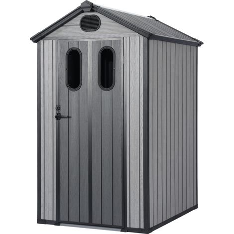 Aoodor Outdoor Resin Storage Shed with Reinforced Floor, Windows and Mesh Vents - 128.02 cm × 158.50 cm × 213.36 cm