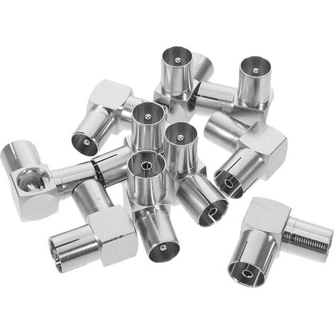 10 Pièces eur Coaxial Coudé en Alliage de Zinc Finition Nickelée, Installation Facile pour Antenne Tv et Systèmes de Home Cinéma (1/5)