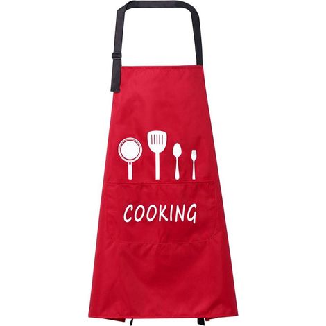 Tablier De Cuisine - PVC Imperméable - 72 x 68 cm - Pour Grill Et Cuisson - Noir Blanc Rouge Brun - Réglable Avec Cordons - 1 Pièce (1/5)