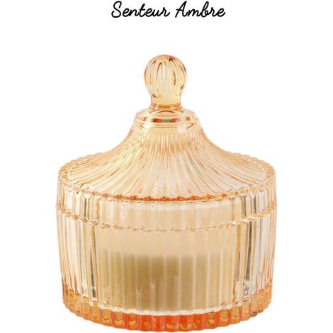 Bougie parfumée, verre bohème, parfum ambré (1/3)
