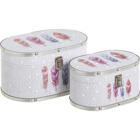 Set 2 Portagioie Necessaire Piume con Strass e Chiusura in Metallo 2 Dimensioni (1/4)