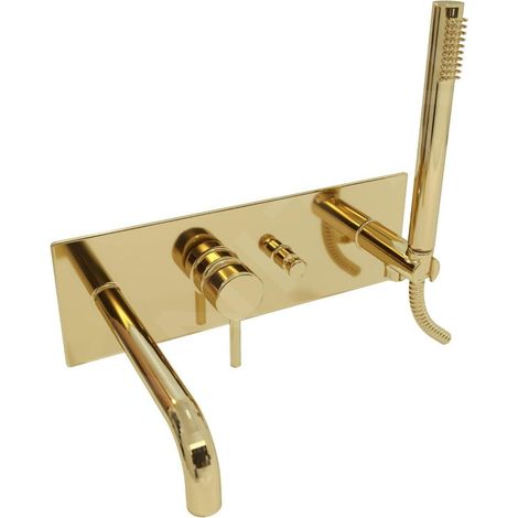 Paffoni Light - Mitigeur de baignoire encastré, avec accessoires et corps, doré LIG001HG (1/2)