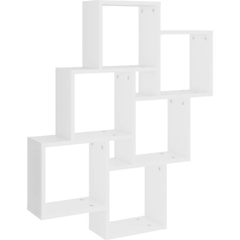 Étagère murale - Étagère flottante cube Blanc 78x15x93 cm Bois d’ingénierie (1/5)