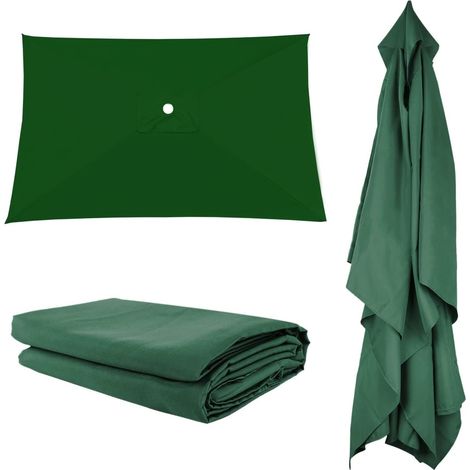 1 - Toile De Remplacement - Parasol Rectangulaire - Protection UV Et Imperméable - Pour Jardin Terrasse Piscine - Vert - 200x300cm (1/5)