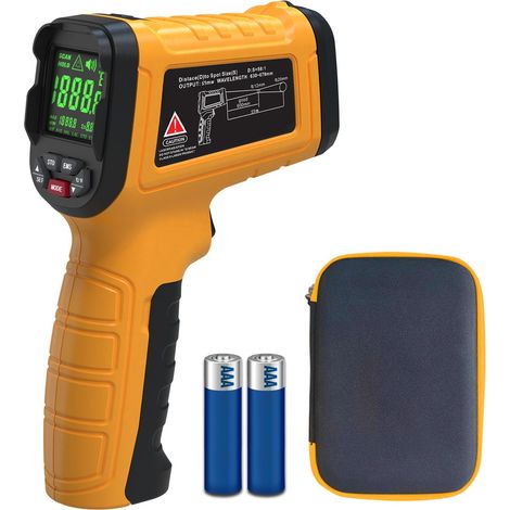 Termometro a infrarossi ad alta temperatura H3 -58℉2552℉ (-50℃1400℃) 50:1, pirometro con memoria LCD a colori, pistola laser per la misurazione della temperatura senza contatto per l'industria HVAC, f