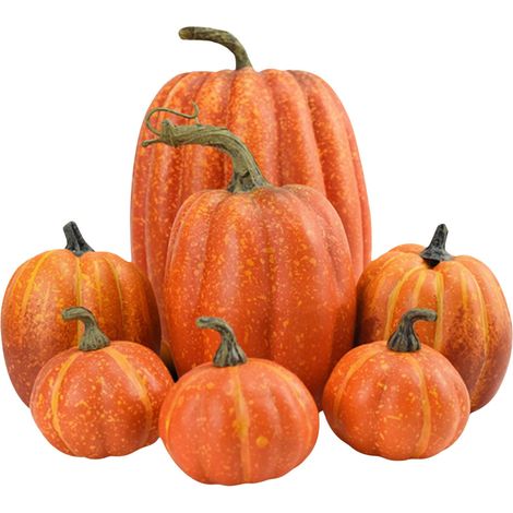 Citrouille Décorative Halloween - Modèle Simulé en Mousse - Intérieur Extérieur - 7 Pièces (1/5)