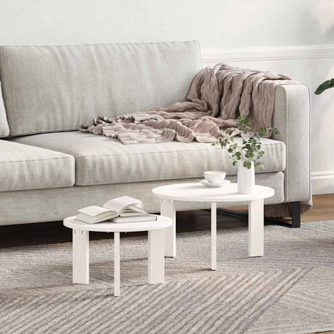 Couchtisch 2 pcs Weiß Massivholz Kiefer