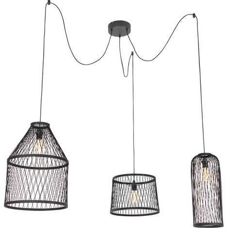 Smart Outdoor Pendant Light Black Rattan 3-Light Incl. LED - Calamus (1/5)