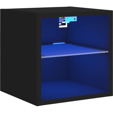 Mueble TV multimedia estantería para televisión buffet para televisión comedor salón dormitorio montado en la pared con luces LED 30 x 28,5 x 30 cm negro 020027870
