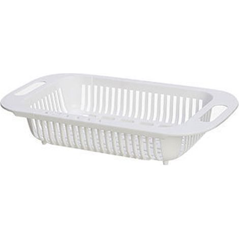 Over the Sink Colanders and Strainers - Veggies Fruits Pasta Washing Basket,White