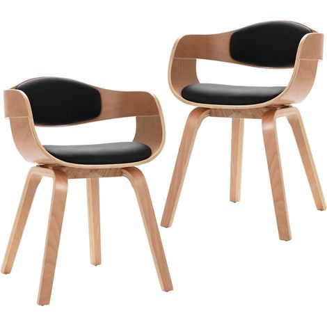 Maison Exclusive - Esszimmerstühle 2 Stk. Bugholz und Kunstleder (1/5)