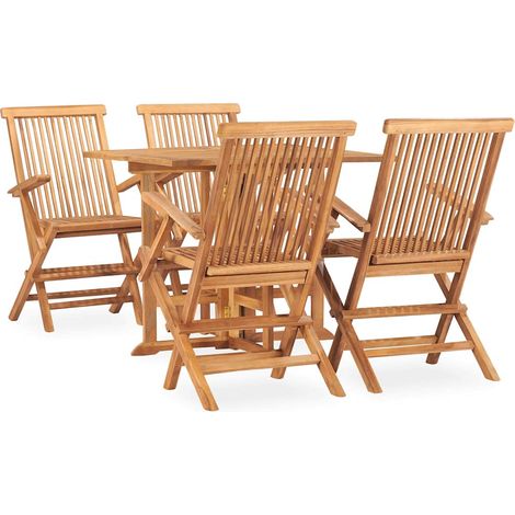 Ensemble à manger d'extérieur pliable 5 pcs-Salon de jardin Bois solide de teck 249377 (1/5)