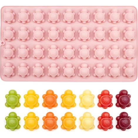 Moule en silicone en forme de tortue, 36 trous, petit moule à chocolat en forme de tortue, convient pour la confection de fondant, de fondant au chocolat, de pralines, de glaçons et de décorations de (1/5)