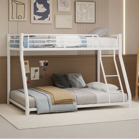 letto a castello 90x190 140x190 metallo bianco robusto HAVRYA (1/5)