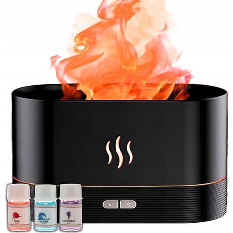 Umidificatore d'aria con lampada notturna effetto fiamma + 3 oli profumati (1/5)