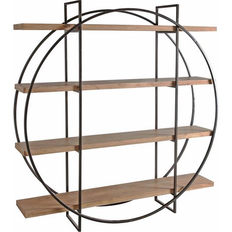 Étagère cercle en acacia et métal finition naturelle et noire - Bois naturel et métal noir (1/3)