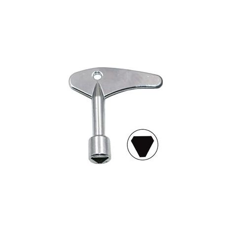 Clé de valve de radiateur clé triangulaire clé d'ascenseur en métal boîte de distribution porte-clés clé de valve de compteur d'eau 1 pièce, argent, taille 62 57mm (1/3)
