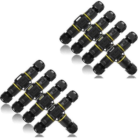 Connecteur étanche en T, 8 connecteurs de câble étanches IP68, boîte de jonction 3 voies, pour câbles de 3 à 12 mm de diamètre, OUYLAF (1/5)