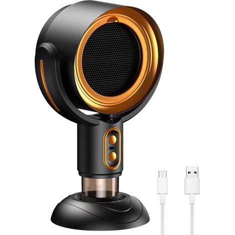 Ventilatore purificatore d'aria per interni - Aspiratore portatile con angolo regolabile e filtro lavabile - Barbecue - Nero e oro (1/5)
