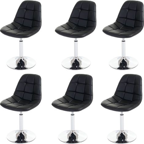 [NON UTILIZZATO] Set 6x sedie girevoli sgabello HHG-452 design moderno sala pranzo ecopelle nero (1/5)
