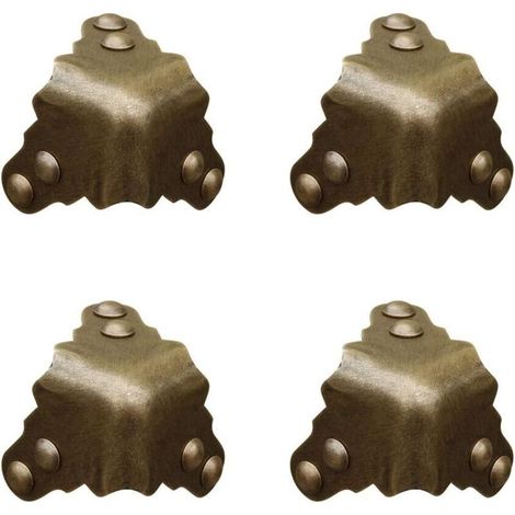 4 Pcs Vintage Pure Brass Corner Protectors for Desk Jewelry Box Gift Case Three Sides