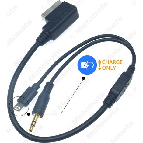 Compatible with Mercedes-Benz MDI/AMI interface to 3.5mm AUX audio cable and Apple interface charging adapter. (1/4)